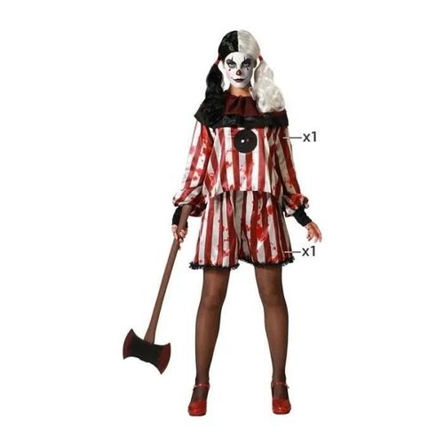 Déguisement Femme Clown Diabolique - Atosa - Halloween - Tunique Et Short - Rouge Et Gris