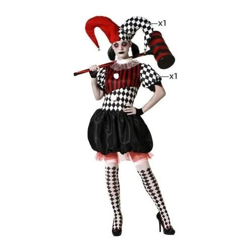Déguisement Femme Arlequin Diabolique - Atosa - Costume Halloween - Rouge Et Noir - Adulte