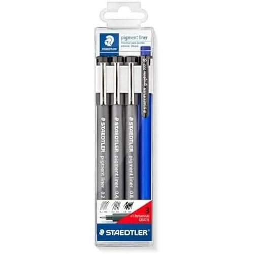 Stylo Staedtler Pigment Liner 308 - Pack De 3 - Pointe Fine - Couleur - Secado Rapide