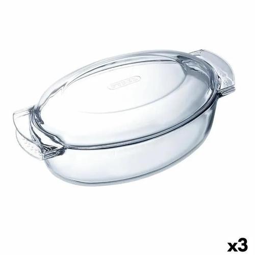 Plat De Four Pyrex Classic Avec Couvercle Ovale 39 X 23 X 15 Cm Transparent Verre (3 Unités)