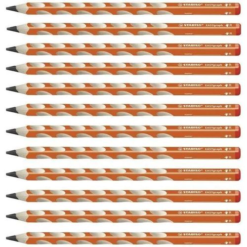 Stabilo Easygraph - Lot De 12 Crayons Graphite Ergonomiques Hb (Orange) - Droitier - 322/03-Hb