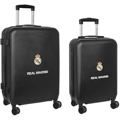 Real Madrid 2ème ÉQUIPATION 23/24 Jeu de Trolleys Cabine 20 et 24 Pouces, avec roulettes pivotantes, Valises à Roues, Cadenas de