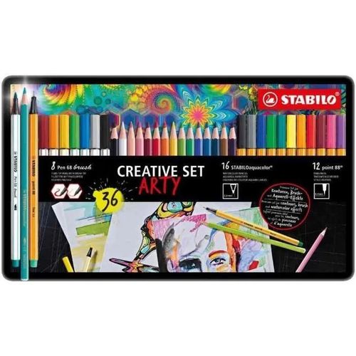 Set Point 88/Pen 68 Brush/Aquacolor Arty, Étui De 36