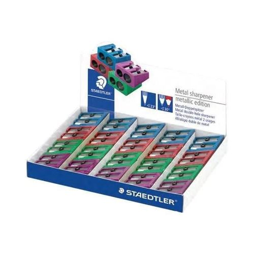 Staedtler 510 20 Taille-Crayon 2 Trous Assortiment De Couleurs Métallisées Métal (Pack De 20)