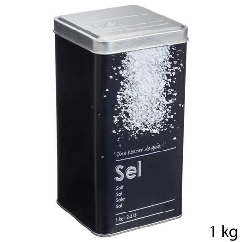 Boîte À Sel - Five - Black Edition - Métal - 1kg - Dimensions 8.8x8.8x17cm