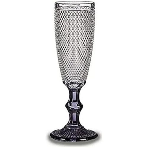 Verre À Champagne Transparent Anthracite Vivalto - 185 Ml - Verre À Pied - Multicolore