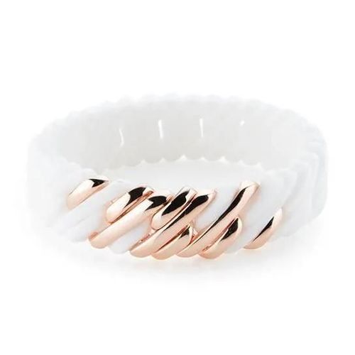 Bracelet - Le Rubz - Pixel Mini - Silicone Blanc Rosé - 18 Cm - Acier Inoxydable Plaqué
