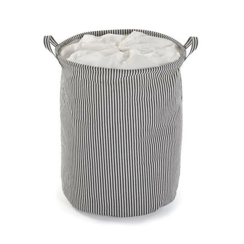 panier à linge noir polyester coton nylon (38 x 48 x 38 cm)