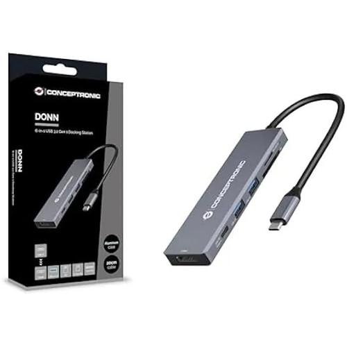 Station d'accueil 6 en 1 USB-C - CONCEPTRONIC - DONN23G - 4K 60 Hz HDMI - USB PD 100 W - SD/TF