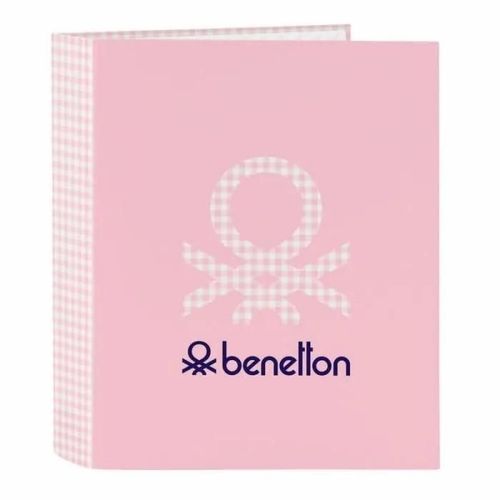Reliure Ã anneaux Benetton Vichy Rose A4 (27 x 33 x 6 cm)
