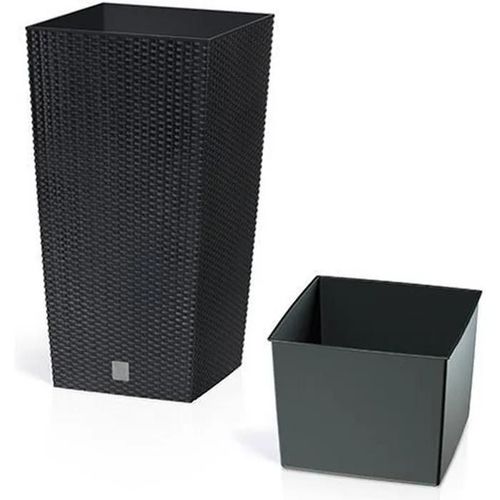 Cache Pot Résine Tressée 42 Cm 8 Litres Anthracite Https://Www,Destockoutils,Fr/Boutique/Images_Produits/Cache-Pot-Noir-42-Cm-Z,Jpg