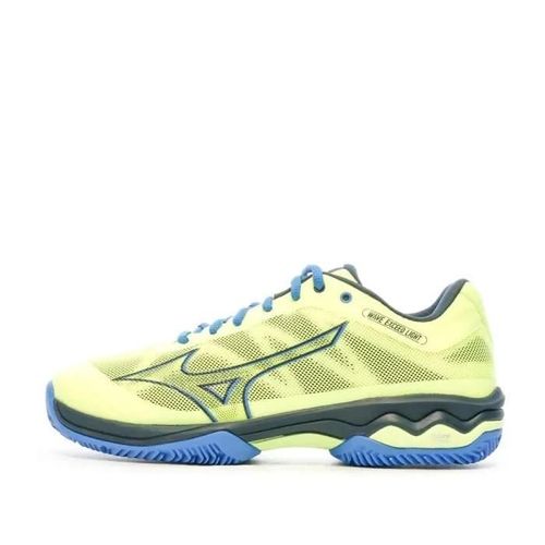 Chaussures De Padel - Mizuno - Wave Exceed Light - Jaune Fluo/Bleu - Tige Textile - Semelle Caoutchouc
