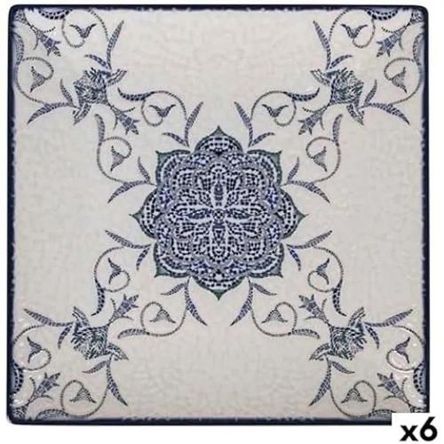 Assiette Plate - La Mediterránea - Rosetta - Multicolore - Lot De 6 - 24 X 24 X 2 Cm