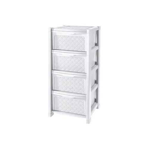 Caisson À Tiroirs - Tontarelli - Plastique - 4 Tiroirs - Blanc - Meuble De Bureau