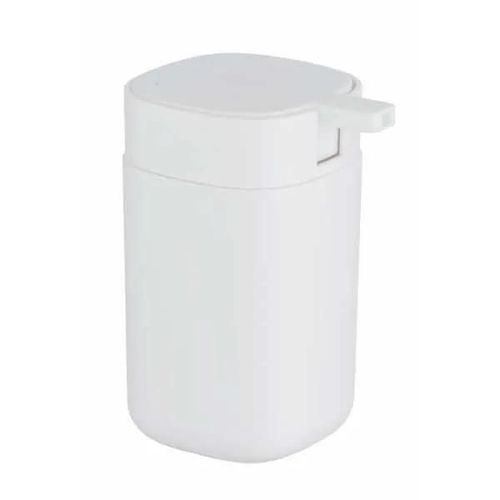 WENKO Distributeur savon liquide design Davos, capacité de 350 ml, Plastique sans BPA, 9,8x13x7,8 cm, blanc mat