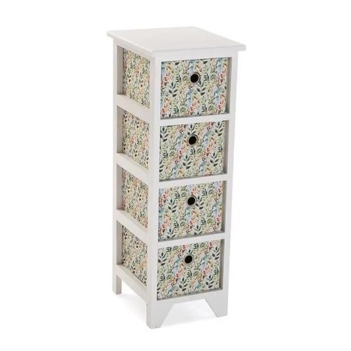 Armoire Étagère De Salle De Bain Acuarela - 72 X 30 X 25 Cm - Commode Avec 4 Tiroirs De Rangement En Bois - Blanc - Versa