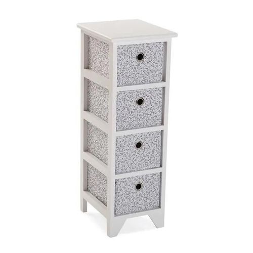 Armoire Étagère De Salle De Bain Oxford - 72 X 30 X 25 Cm - Commode Avec 4 Tiroirs De Rangement En Bois - Blanc - Versa