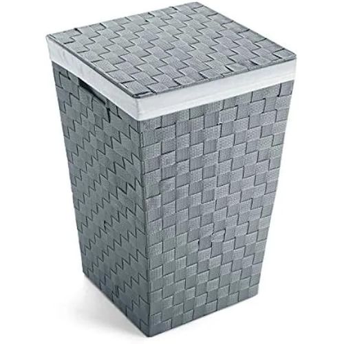 Panier à Linge - VERSA - 33x33x52 cm - Tissu - Gris Clair