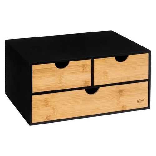5five - tour de rangement bureau 3 tiroirs bambou "bava" noir