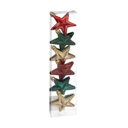 Sujet De Noël 6 Pièces "délice" 7cm Vert, Rouge & Or