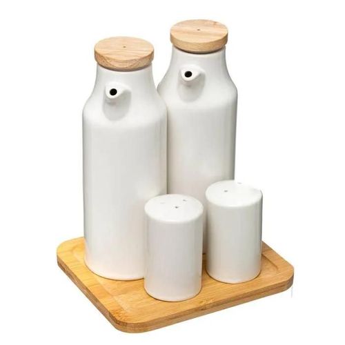 Ensemble Huile & Vinaigre "Ceramic" 18cm Blanc
