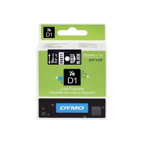 Dymo D1 - Auto-Adhésif - Blanc Sur Noir - Rouleau (1,9 Cm X 7 M) 1 Rouleau(X) Bande D'étiquettes