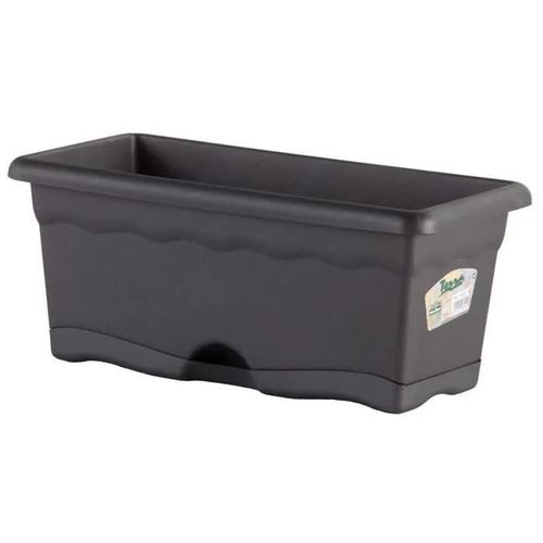 Jardinière Rectangulaire - Plastiken - 40 X 20 Cm - Anthracite - Avec Plateau