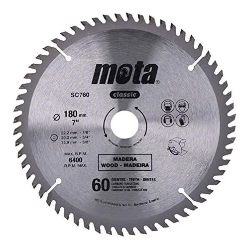 Scie circ.widia 180mm 7 1-4 60 dts c lp18 sc760p