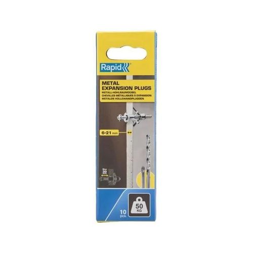 Blister de 10 pcs. bouchons d'expansion métalliques ø13x52 vis m6x63 5001553 rapid