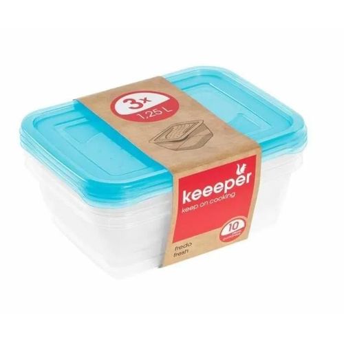 Bac Alimentaire - Fredo Fresh - Ensemble De Contenants - 3x1,25l - Rectangulaire - Couleurs Variées