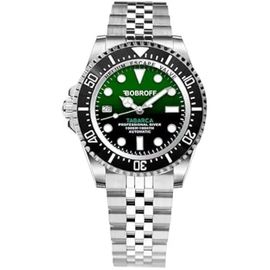 Bobroff Montre Homme Analogique Automatique Avec Bracelet En Acier Inoxydable Bf0002ij, Vert, 42mm