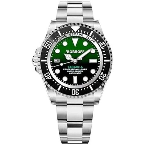 Montre Homme Automatique Bobroff Bf0002i - Bracelet Acier Inoxydable - Vert - 42mm - Étanche 100 Atm