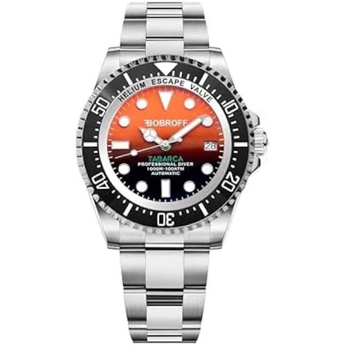 Montre Plongée Automatique Diver Professional 1000m - Bobroff - Bf0004bne - Bracelet Acier Inoxydable - Orange