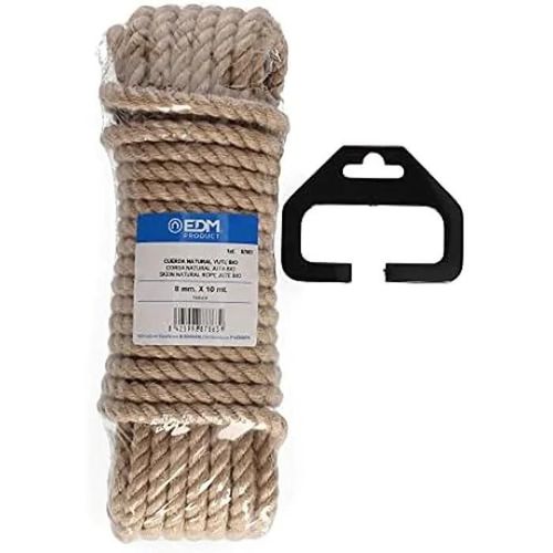 Corde naturelle Yute bio - EDM - Bois 10 m - 3 têtes de tête de 8 mm