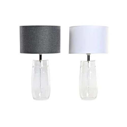 Lampe De Bureau Style Moderne Blanc, Transparent, Gris Clair En Polyester, Verre, Lampe De Table