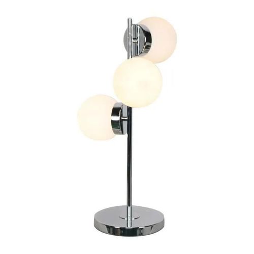 Lampe De Bureau Verre Argenté Métal Blanc Moderne (23 X 23 X 49 Cm)