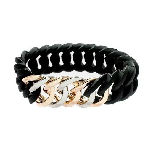 Bracelet Therubz - Noir Gris - Silicone Acier Inoxydable - Femme