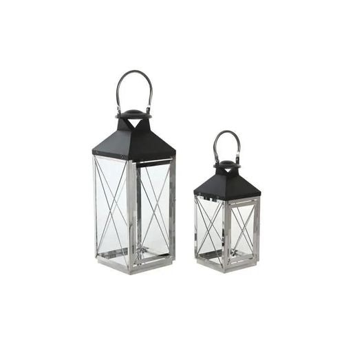 Lampadaire Verre Noir Acier 18 X 18 X 43 Cm Moderne Chrome