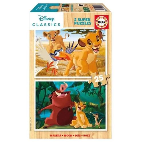 Puzzles 2 X 25 Pcs Le Roi Lion En Bois