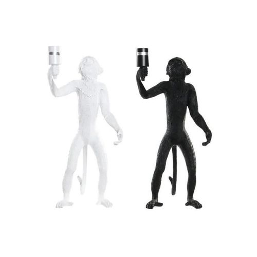 Lampe De Bureau Style Africain Blanc, Noir En Résine, Lampe De Table