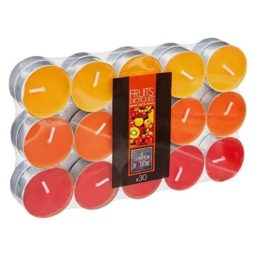 Lot de 30 bougies parfumées - fruits exotiques - 330g - Orange - Atmosphera createur d'interieur