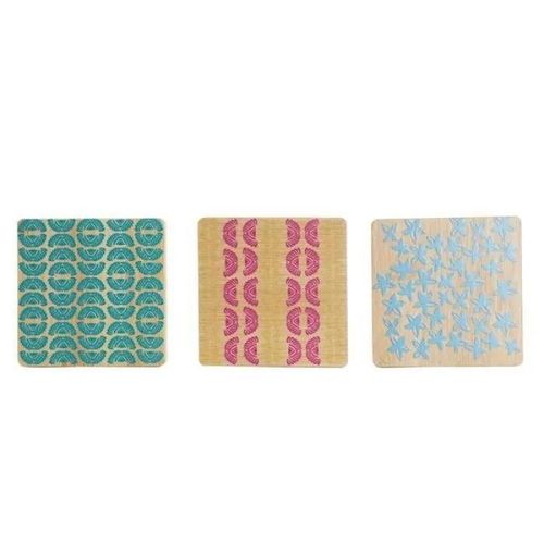 Dessous De Verres Dkd Home Decor Africa Bambou (10 X 10 X 1 Cm) (6 Pcs)