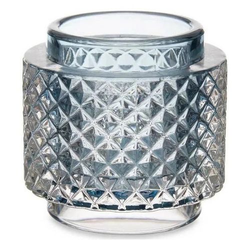 bougeoir bleu verre (9 x 8,8 x 9 cm)