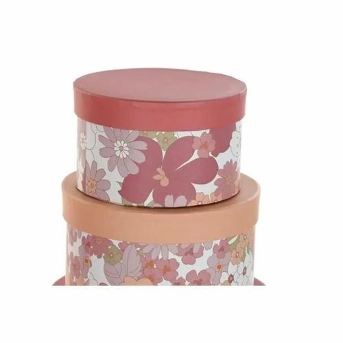 Jeu De Caisses De Rangement Empilables Dkd Home Decor Fleurs Rond Carton