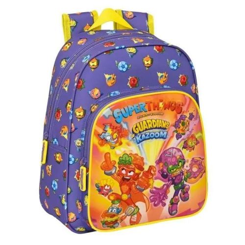 Cartable - SuperThings - Guardians of Kazoom - Violet Jaune - 27x33x10 cm - Ergonomique