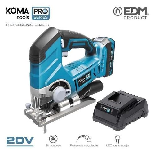 KIT SCIE SAUTEUSE 20V AVEC 1 BATTERIE 2.0A ET CHARGEUR 08772. BATTERIE KOMA TOOLS PRO SERIES 23x21.5cm
