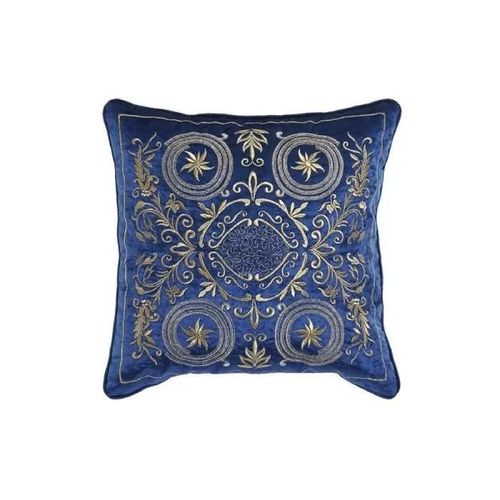 Coussin Dkd Home Decor Bleu Polyester Velours Doré (45 X 10 X 45 Cm)