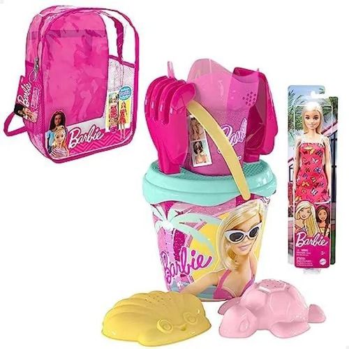 Jouet De Plage Barbie - Seau, Râteau, Pelle - Blanc - Semi-Transparent - Ø18 Cm - Enfant - Mixte