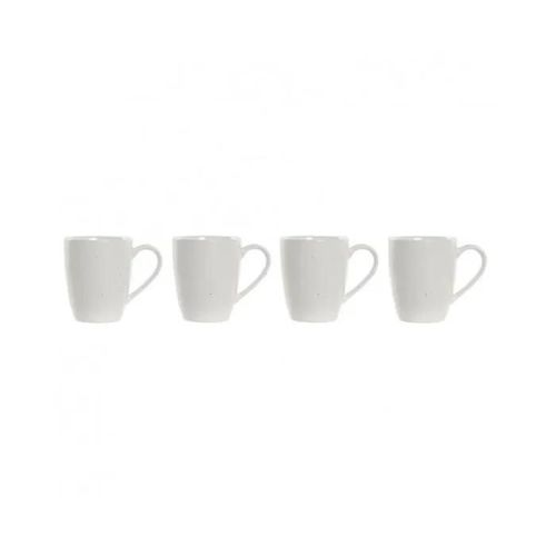 Ensemble De 4 Mugs Dkd Home Decor Naturel Bois D'hévéa Blanc Grès (300 Ml)
