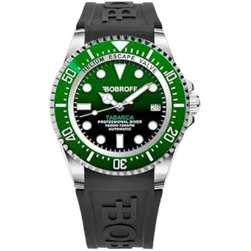 Montre Homme Automatique Bobroff Bf0002bv-Bfstn En Caoutchouc Vert 42mm